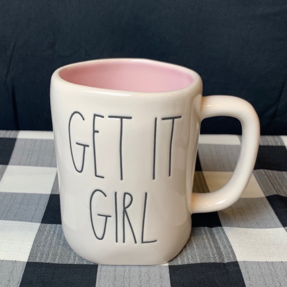 New Rae Dunn GET IT GIRL Mug white and pink